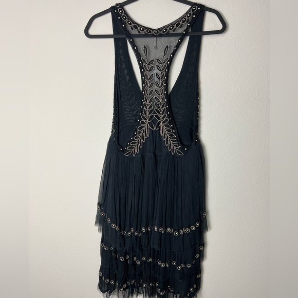 Free People Twilight beaded black mini dress size medium NWT - Picture 5 of 5